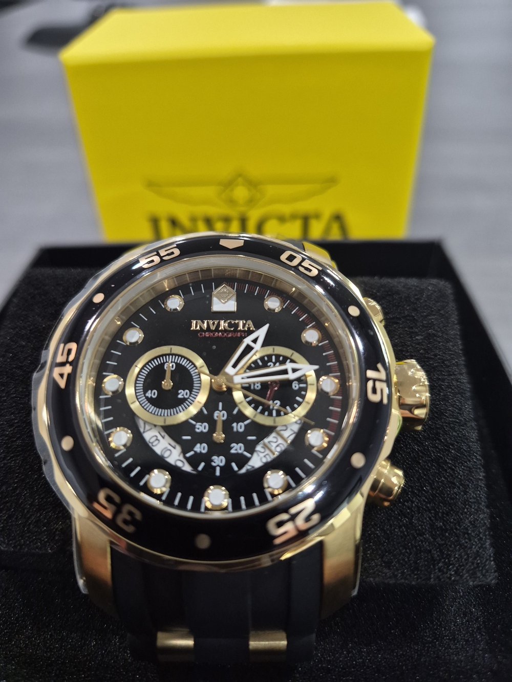 Invicta Gold and Black Sport Chronograph Watch